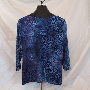 Peck & Peck Blue Patterned Women's Blouse